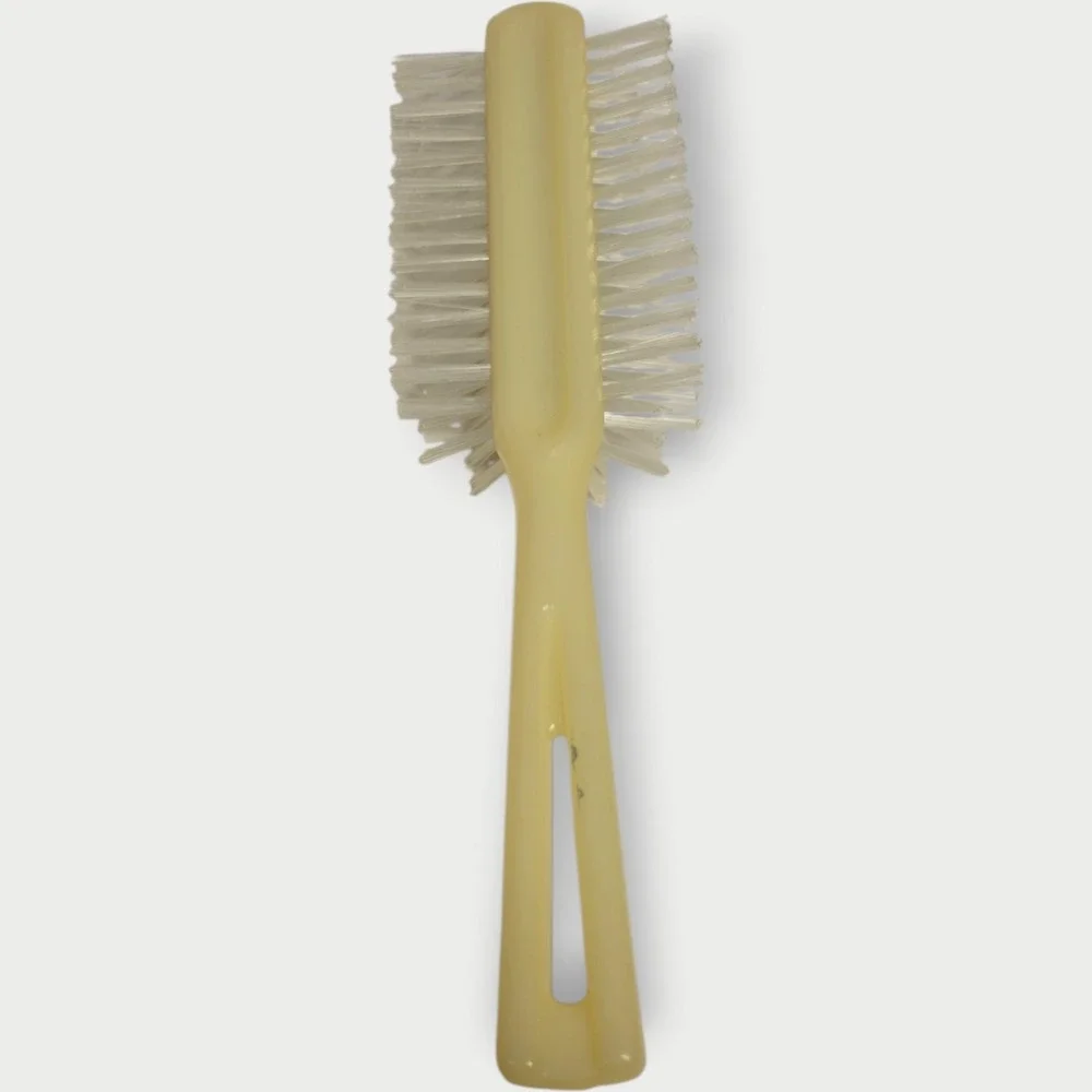 NEW Vintage STANLEY ROTARY‎ Hairbrush Half Round Crescent BONE COLOR Nylon NOS